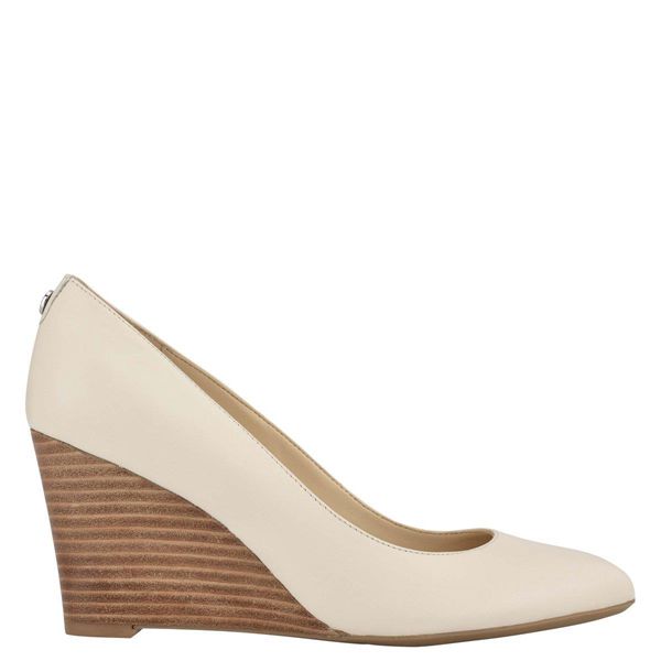 Nine West Cal 9x9 Dress Wedge White Pumps | South Africa 48Y89-3K90